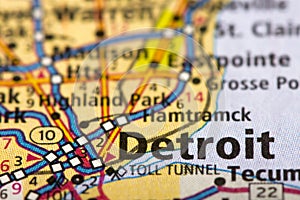 Detroit, Michigan on map photo