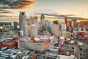Detroit, Michigan, USA Downtown Skyline