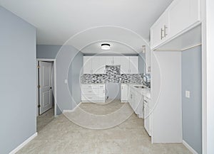 Detroit, Michigan -USA- February 1, 2023: kitchen has modern upgrades during a home renovation