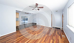 Detroit, Michigan -USA- February 2, 2023: Brazilian teak floor has been installed in a home renovation