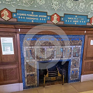 Detroit public library fireplace