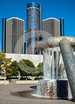 Detroit`s Hart Plaza Fountain