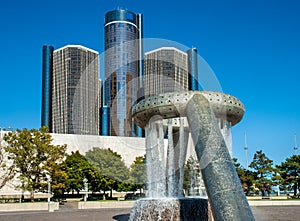 Detroit`s Hart Plaza Fountain