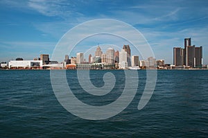 Detroit Skyline Across The Detroit River From Canada November 2016