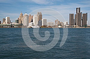 Detroit Skyline Across The Detroit River From Canada November 2016