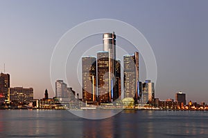 The Detroit Skyline at twilight