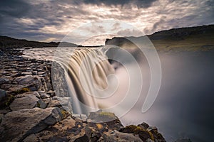 Dettifoss waterfall located on the Jokulsa a Fjollum river in Iceland