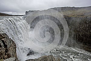 Dettifoss is a waterfall in VatnajÃ¶kull National Park in Northeast Iceland, and is reputed to be the most powerful waterfall