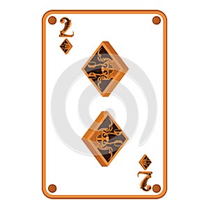 Deuce of diamonds in the style of mechanical steampunk. Vector illustration photo