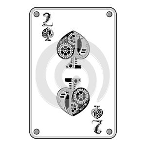 Deuce of spades in the style of mechanical steampunk. Vector illustration photo