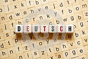 Deutsch - word concept on building blocks, text