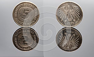 5 Deutsche mark coin on both sides photo