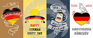 Deutschen einheit banner set, hand drawn style