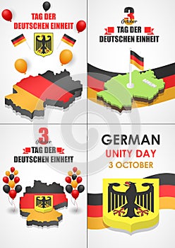 Deutschen einheit banner set, isometric style