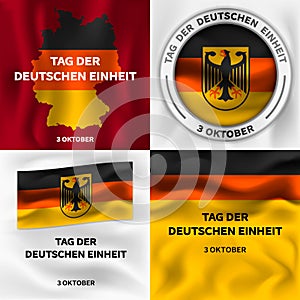 Deutschen Einheit banner set, isometric style photo