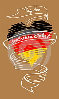 Deutschen einheit vertical banner, hand drawn style photo