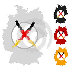 Deutschlandkarte mit Kreuz zur Bundestagswahl 2017. Eps10.
