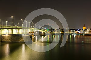 Deutzer bridge in cologne at night