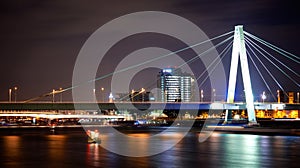 Deutzer bridge illuminated in Cologne at night, Germany