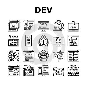 Dev Code Occupation Collection Icons Set Vector