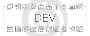 Dev Code Occupation Collection Icons Set Vector .