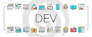 Dev Code Occupation Collection Icons Set Vector .