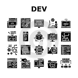 Dev Code Occupation Collection Icons Set Vector