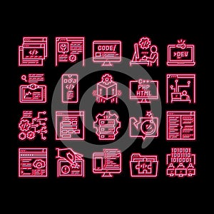 Dev Code Occupation neon glow icon illustration