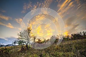 Deva hill citadel at the sunset