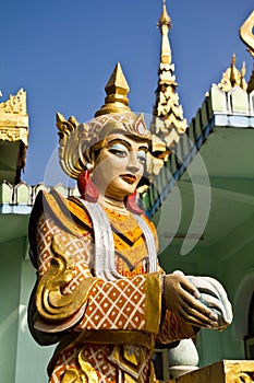 Deva statue in myanmar style molding art