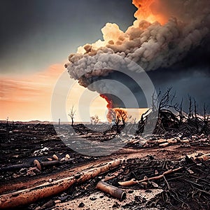 Devastated Landscapes. Disaster with scorched earth