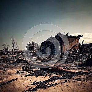 Devastated Landscapes. Disaster with scorched earth