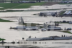 Devastating Flood Natural Disaster in the city and farmland after storm