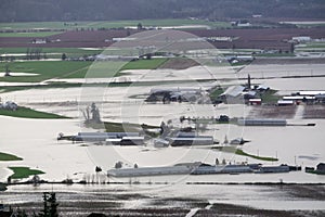 Devastating Flood Natural Disaster in the city and farmland after storm