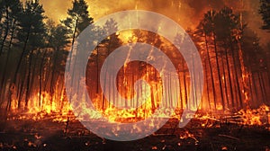 A Devastating Forest Wildfire.AI generated image