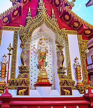 Devata deities statues, Wat Saen Muang Ma, Chiang Mai, Thailand