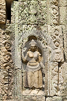 Devata, low relief in Angkor