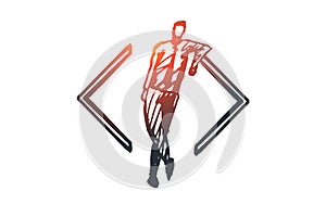 Develop, coding, software, programming, project concept. Hand drawn isolated vector.