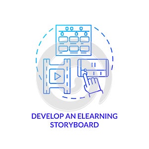 Develop eLearning storyboard blue gradient concept icon