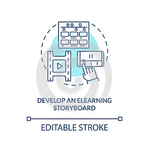 Develop eLearning storyboard turquoise concept icon