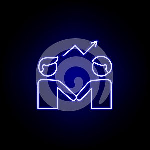 develop friendship outline blue neon icon. Elements of friendship line icon. Signs, symbols and vectors can be used for web, logo