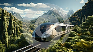 Develop High Speed Bullet Train Travel Through Forest Background