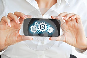 Develop mobile devices apps technology concept