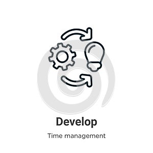 Develop outline vector icon. Thin line black develop icon, flat vector simple element illustration from editable time management