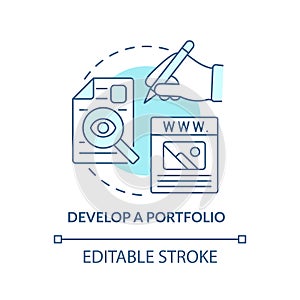 Develop portfolio turquoise concept icon
