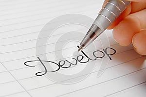 Develop word handwriting