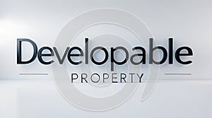 Developable property branding showcasing bold typography in a minimalist design