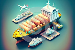 developed logistics chain for delivery of goods with help of cargo ship