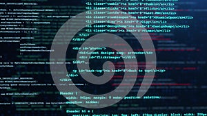 Developer is browsing html code on the computer screen Loop Animation.