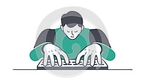 Developer Coding on Laptop: Person Typing with Focused Hands, vector design Generative AI
